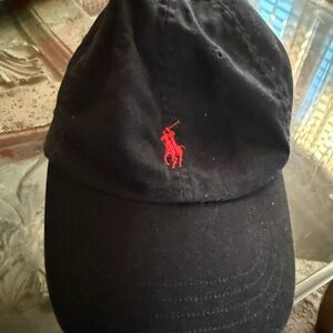 Ralph Lauren Black Hat with Red Emblem